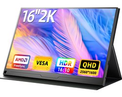 UPERFECT 16" QHD draagbare monitor (2560x1600P, FreeSync, 100% sRGB, 1500:1 IPS) – extern scherm voor gaming/design met VESA-bevestiging, geschikt voor laptop, Switch en MacBook