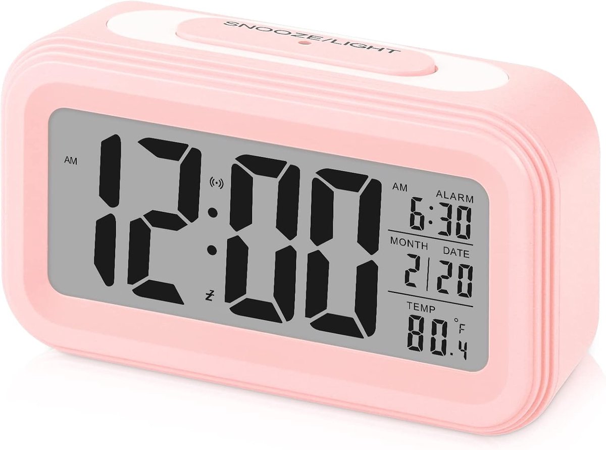 Wekker, wekker, digitale led-wekker met licht, temperatuurweergave, wekker zonder tikken, met datums, snooze-functie voor kinderen, meisjes, jongens, volwassenen, reiswekker, werkt