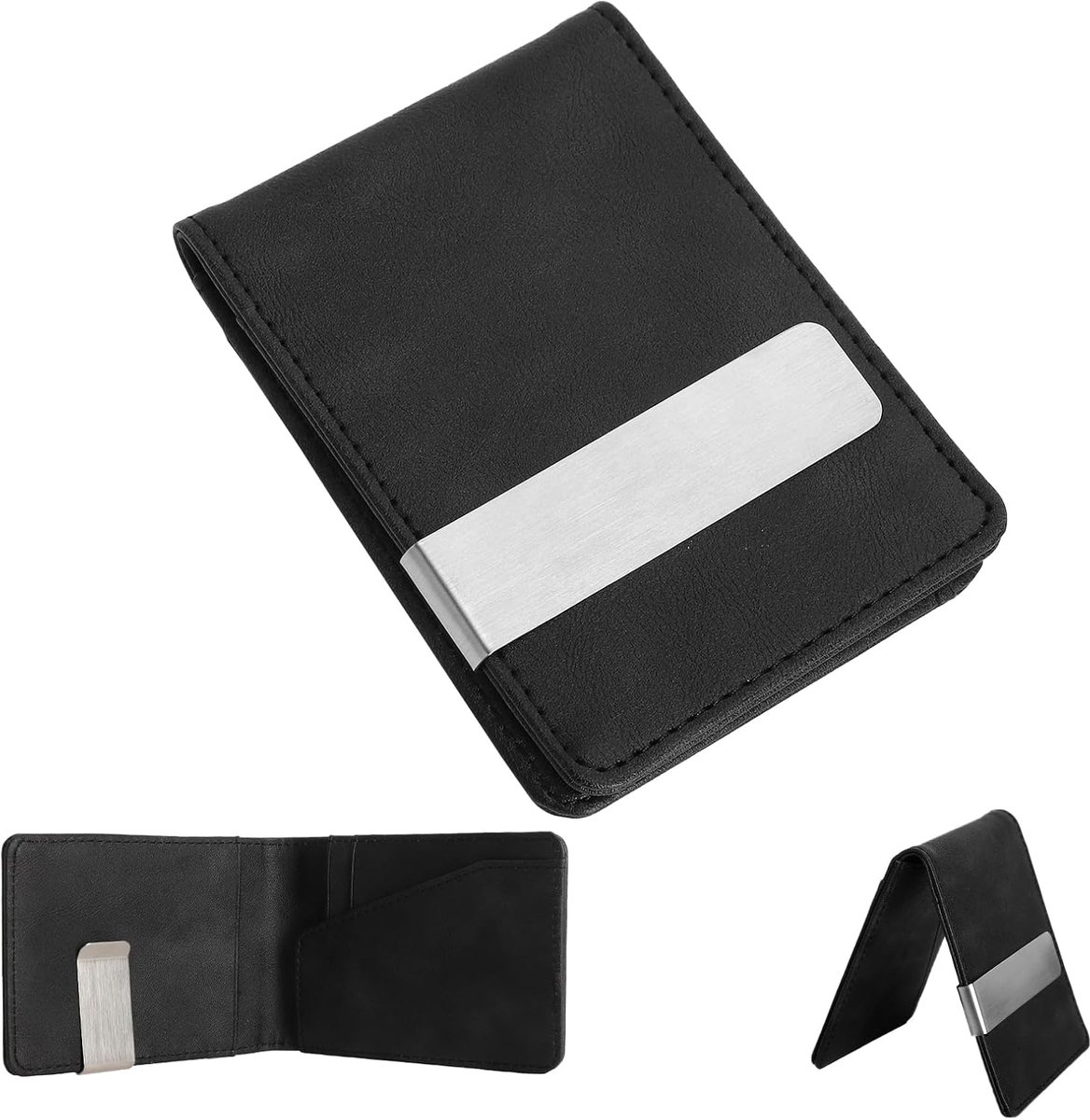 Geldclip voor heren, slanke portemonnee met geldclip, PU kleine slanke portemonnee etui geldclip met kaarthouder, geldklemmen voor bankbiljetten, creditcardhouder