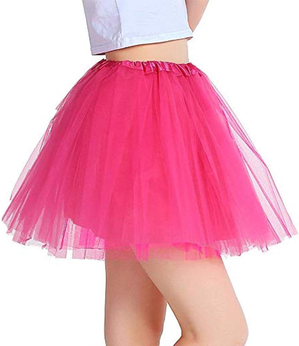 80s Volwassen Tutu Gelaagde Rok, Petticoat Fancy Dress voor Vrouwen Meisje voor Fancy Dress Party Hen Party (Rozenrood)