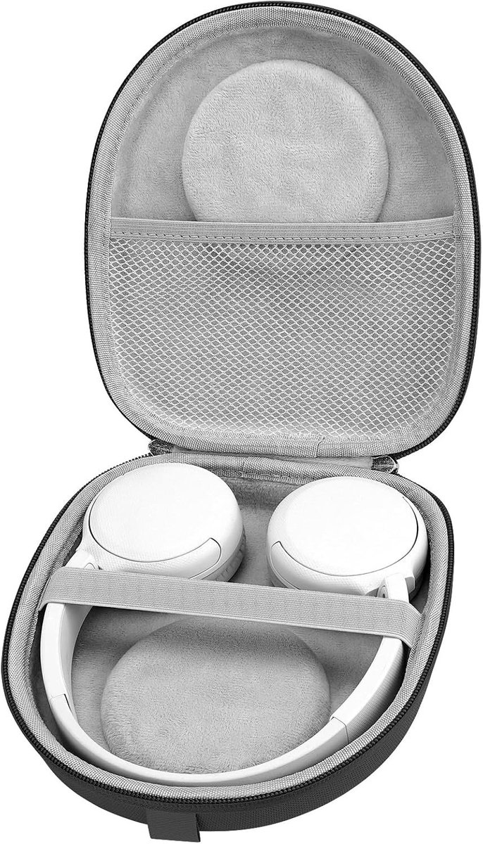 Hoofdtelefoon opbergcase voor Sony WH-CH520, WH-CH510 en MDR-ZX600 – Beschermende harde reistas met opbergruimte voor kabel en oplader (Zwart)