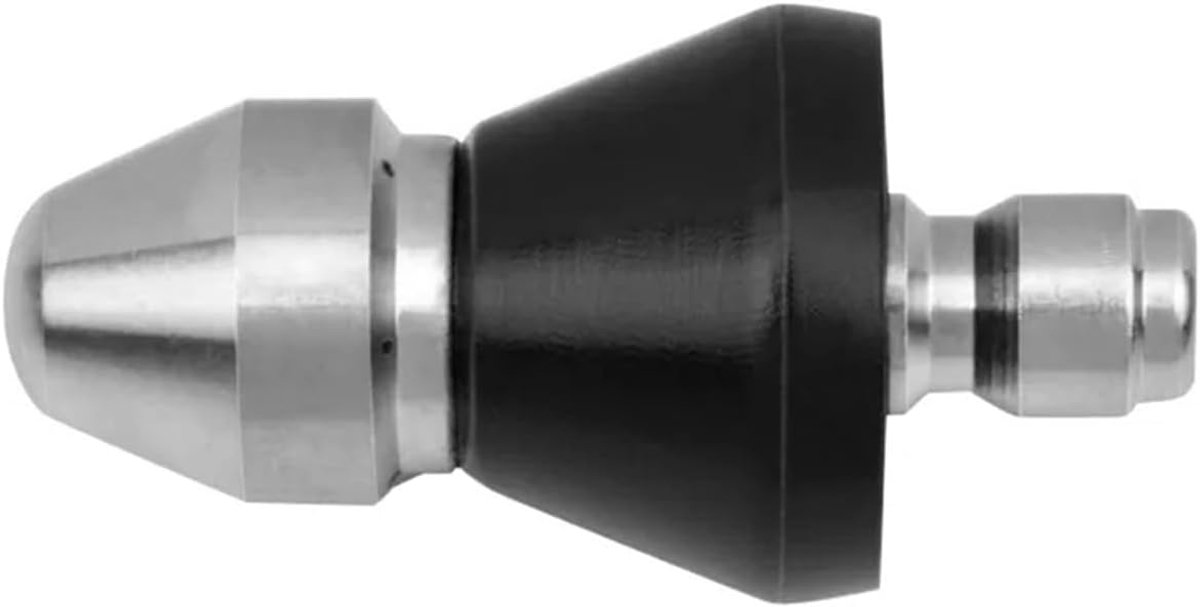 Pijpreinigingsmondstuk geschikt geschikt voor insteekkoppeling, reflector-/raketmondstuk, geschikt voor 1/4" slang, roestvrijstalen reinigingsmondstuk, hogedrukmondstuk (6 gaten)