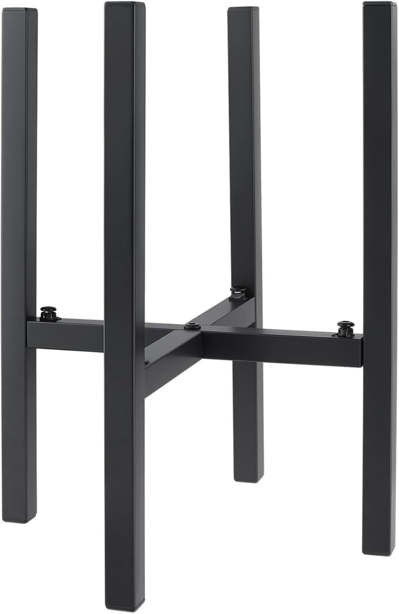 Verstelbare Zwarte Metalen Plantstand van 38 cm Hoog voor Bloempotten, Geschikt voor Binnen en Buiten, Ideaal voor Tuin en Interieur, Breedte Verstelbaar van 24-35 cm