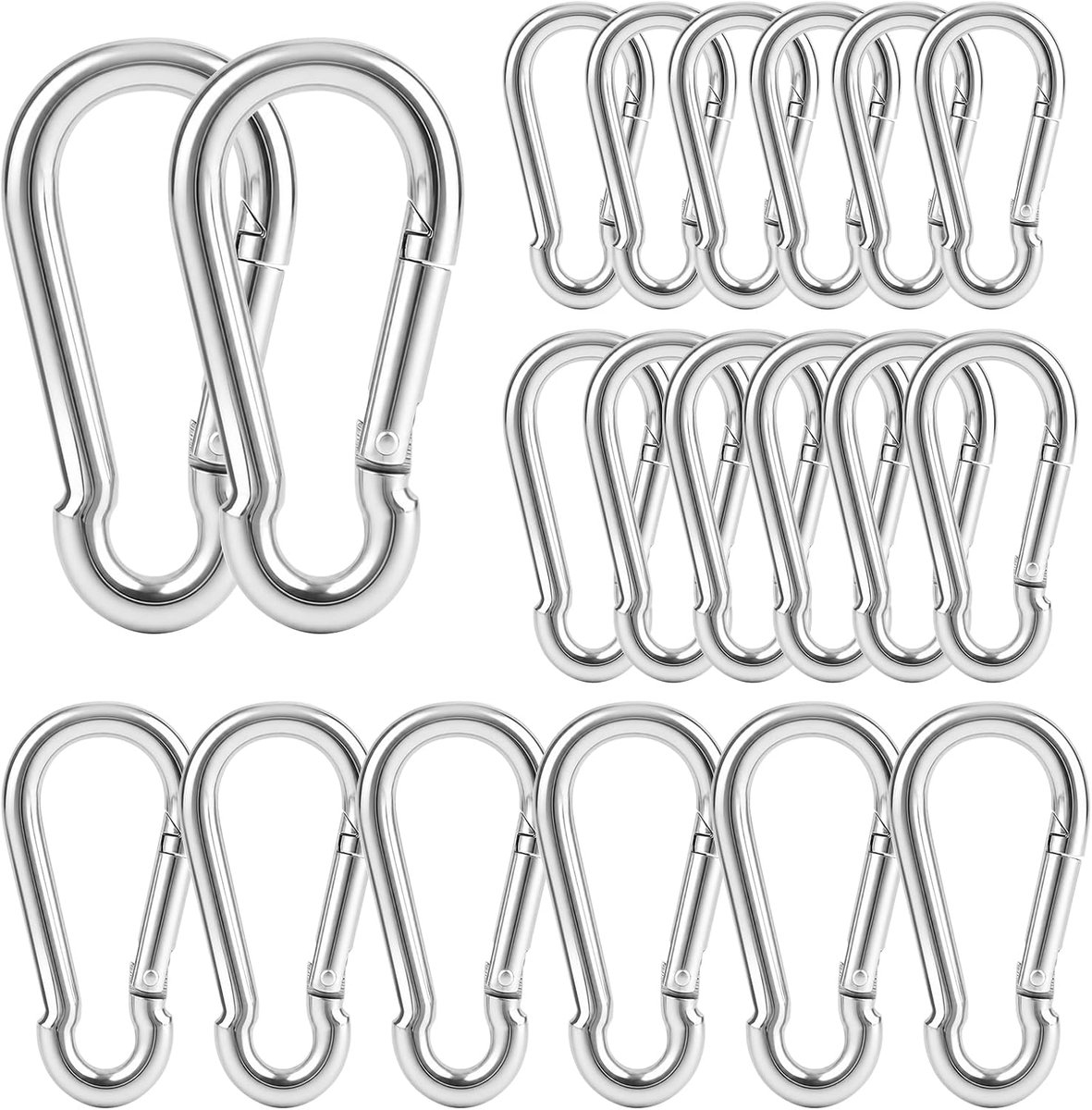 Karabijnhaken set 20 stuks - 4 maten compact - stevige bevestiging - ideaal voor outdoor - ShopVlot