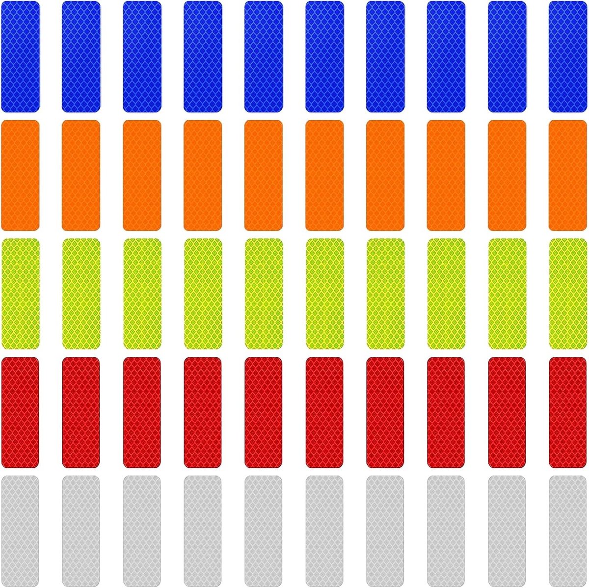 Set van 50 Reflecterende Plakbanden, 3 x 8 cm Veiligheidsband voor Fietsen, Motorrijden en Waarschuwingssignalen, Reflecterende Stickers