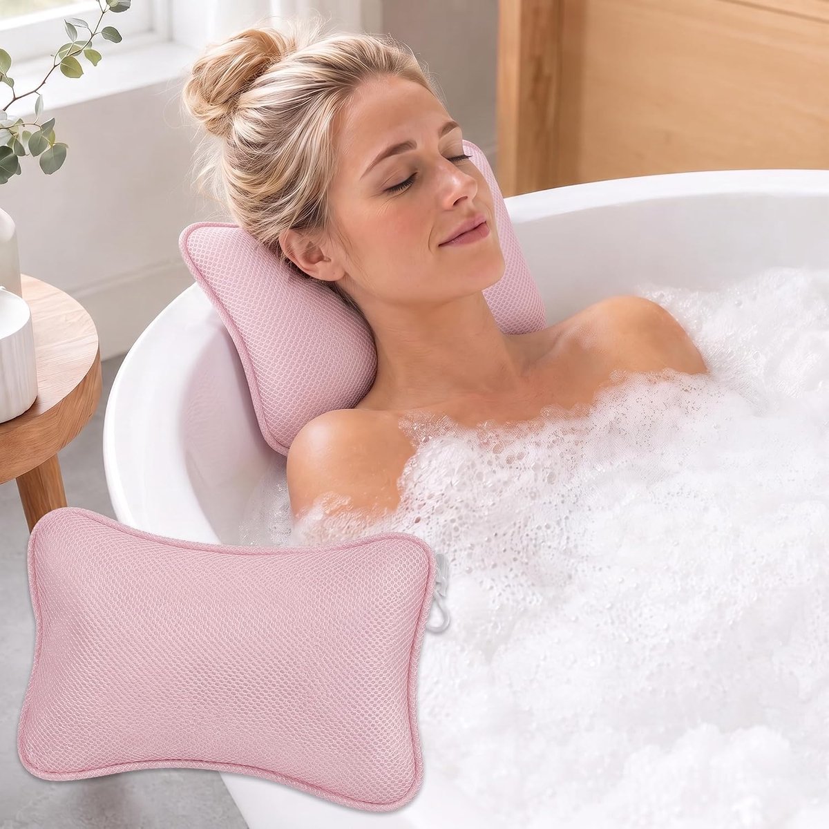 Badkussen met zuignappen - wasbaar en sneldrogend - ergonomische ondersteuning - verlicht spierspanning - ShopVlot