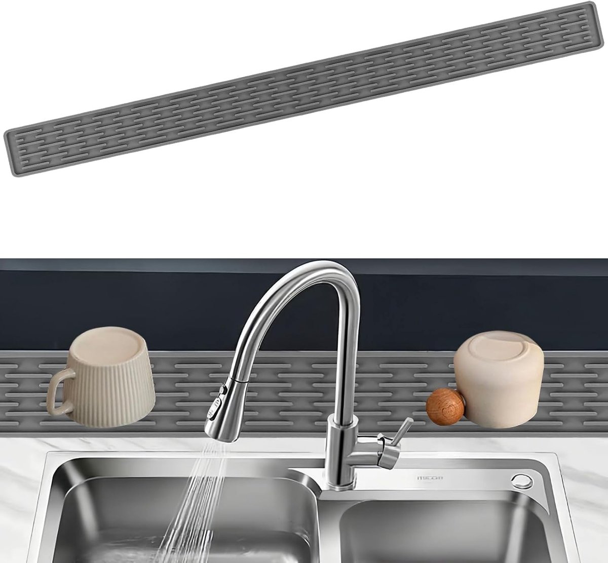 Keukenafvoer Mat 70 x 5 x 0.5 cm - Smalle Drainer voor Glazen Flessen en Keukengerei, Vaatwasserbestendig