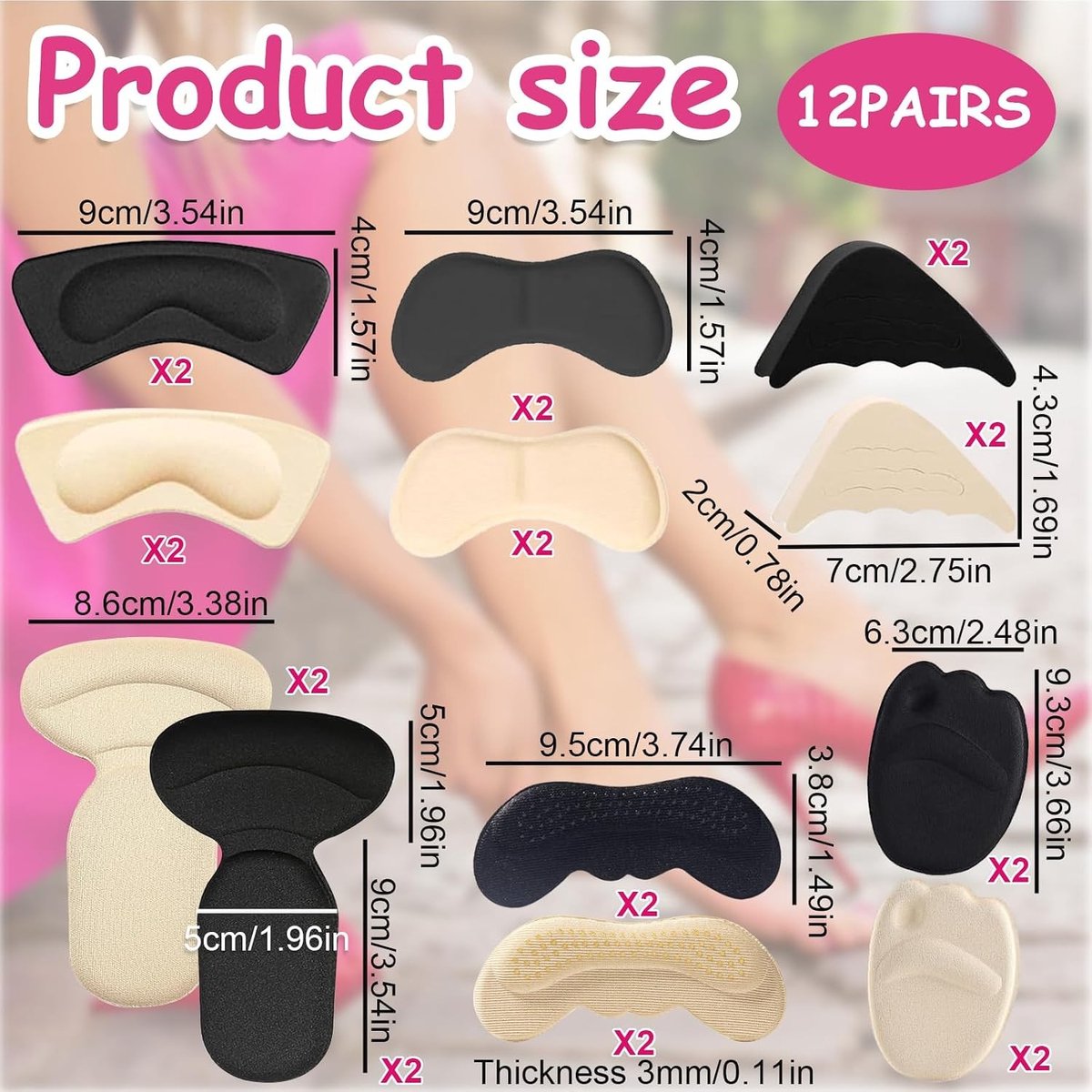 Cushion High Heels met Voedende Schuimzool voor Comfort, Antislip Voorvoet en Verbeterde Grip, Zachte Bescherming voor de Voeten