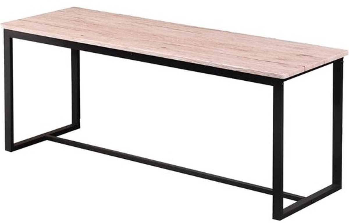 Industriële Eetbank met Metalen Structuur en Houtfineer – 120 x 35 cm