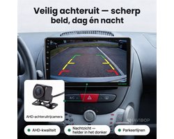 Geschikt voor Toyota Aygo (2005 t/m 2014) | 10 inch Android 15.0 CarPlay autoradio | Draadloos CarPlay & Android Auto | 2GB RAM + 32GB | Externe microfoon | Bluetooth & WiFi | NAVIBOP NB-1003 | Bouwjaar 2005 t/m 2014