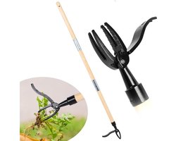 Extractor standing weed puller - manual non-bending weed remover - detachable three sections splicing feet weeding tool - uprooted design with footplate - garden root remover - efficient weed removal