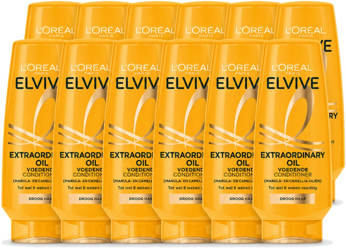 12 x L'Oréal Paris Elvive Extraordinary Oil - Conditioner - Droog Haar - 200ml - Voordeelverpakking - 12 stuks