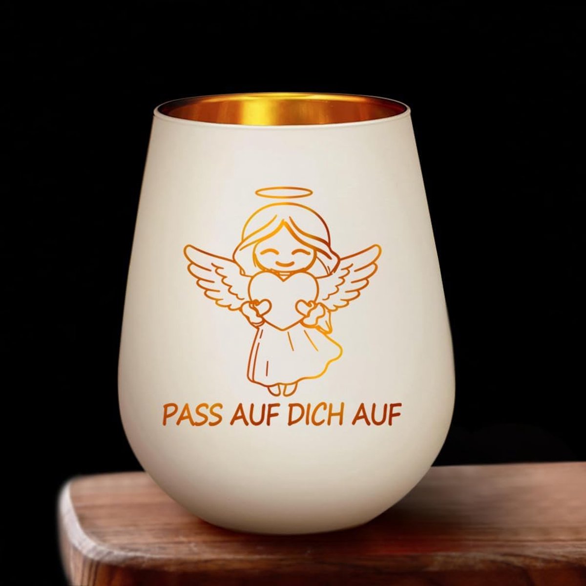 Windlicht van glas met hart en gravure, geluksbrenger, cadeau voor beste vriendin, liefde, engel, theelichthouder, goede verbetering, liefdesgeschenken voor koppels, vriend of zus