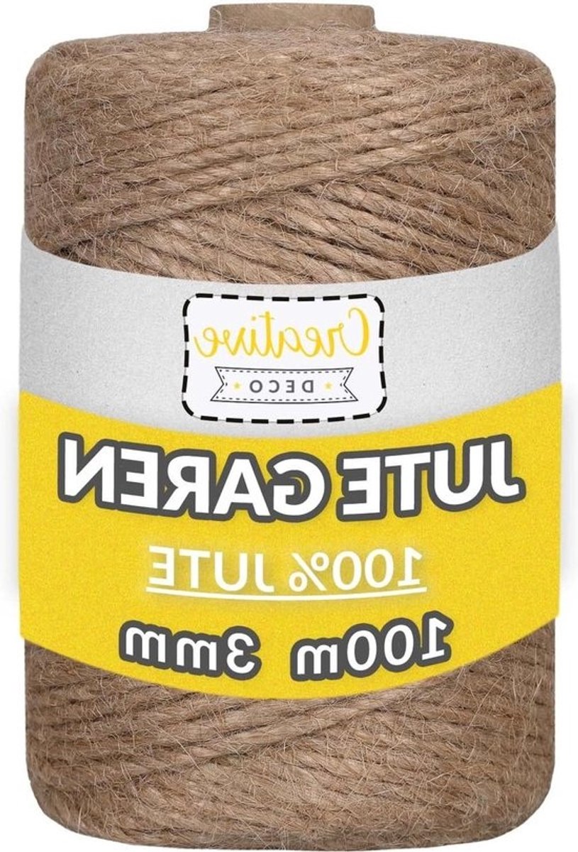 100m Natuurlijk Jute Koord | 328 Voet | 2-3 mm Dikte - 3 Laag - Jutesnaar Tape Pakketrol - Bruin Sterk - Decoratie Bloemisterij - Doe-het-zelf Handwerk - Verpakking en Recycling