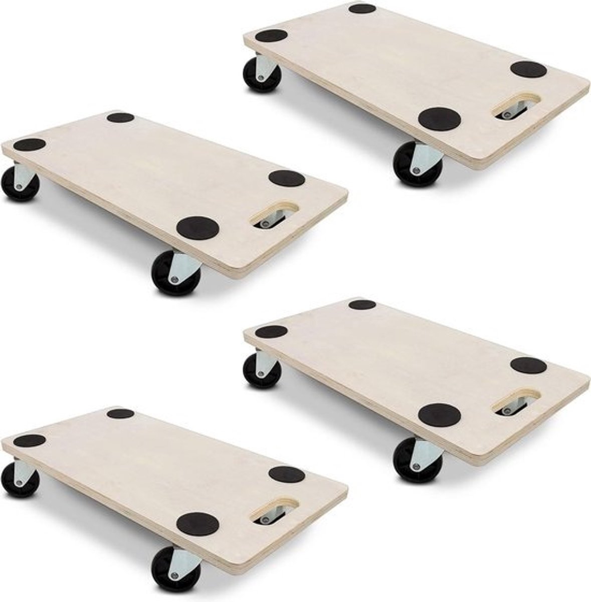 Houten meubelroller met wieltjes - Handgreep tot 200 kg - Antislip - Afmetingen: 11 x 58 x 30 cm - Meubelhondje naturel