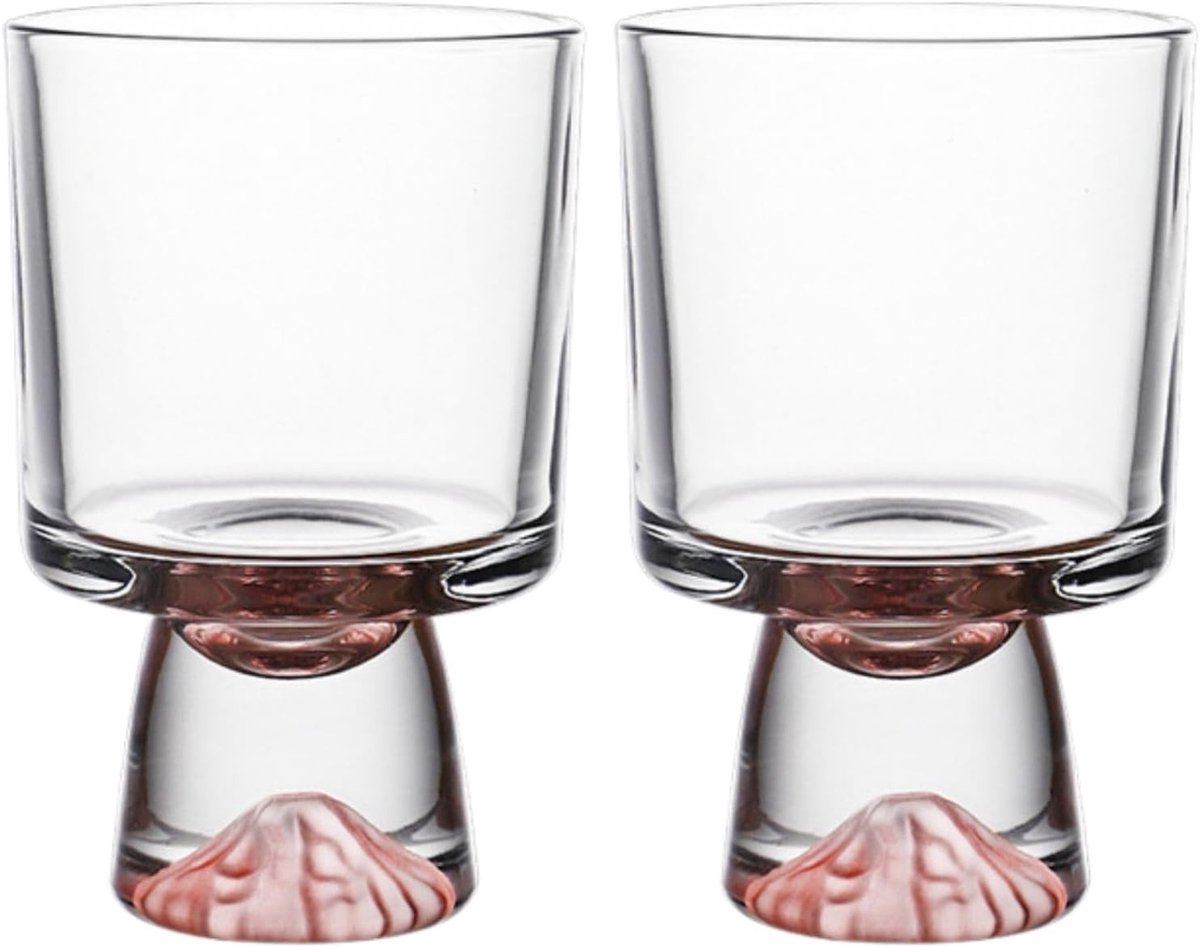 Stijlvolle handgemaakte glazen dessertkommen in roze, perfect voor parfaits, ijs en drankjes - Set van 2 met een capaciteit van 200-300ml