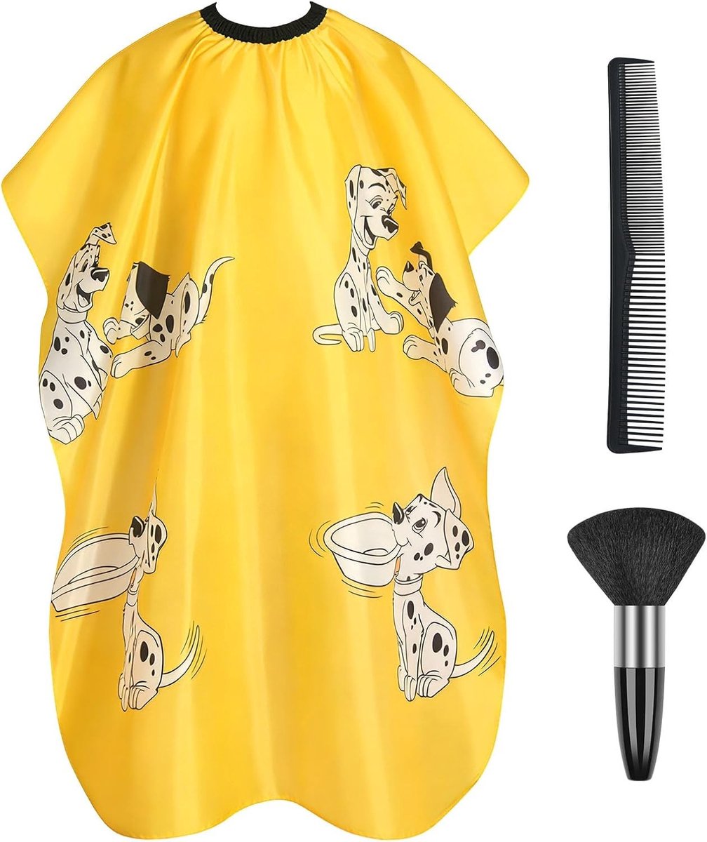 Professionele Kapperscape voor Kinderen, Haarverzorging Cape met Bevestiging, 3 Stuks - Geel Hondje, Ideaal voor Kappers en Thuisgebruik