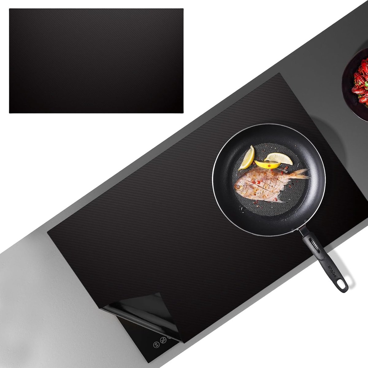 54 x 90 cm, grote inductiekookplaat, beschermmat van siliconen, hittebestendig, voor inductiekookplaat, zwart