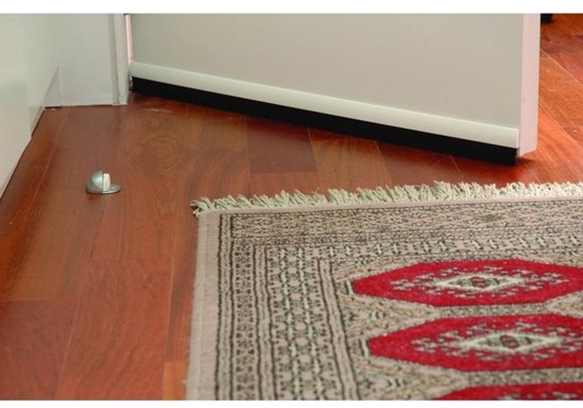 Gebogen Tochtstopper 100 cm voor onder de deur, licht houtlook
