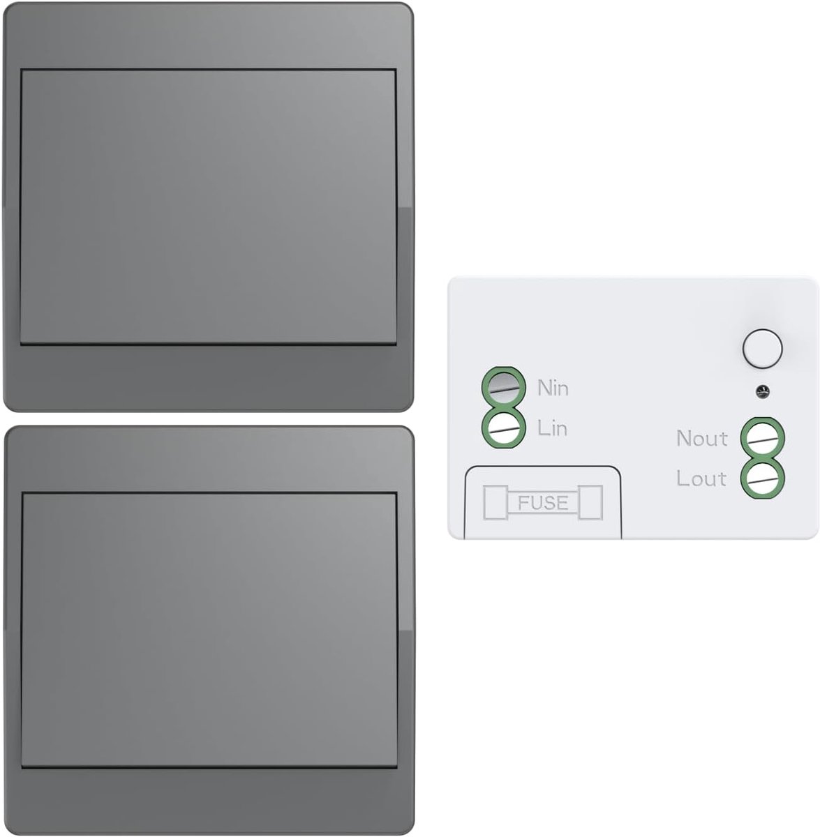 draadloze schakelaar, zonder batterij, draadloos, zelfvoorzienend, RF433, wisselschakelaar, draadloos, zonder batterij, schakelaar, afstandsbediening (grijs 1 gang 2 V1)