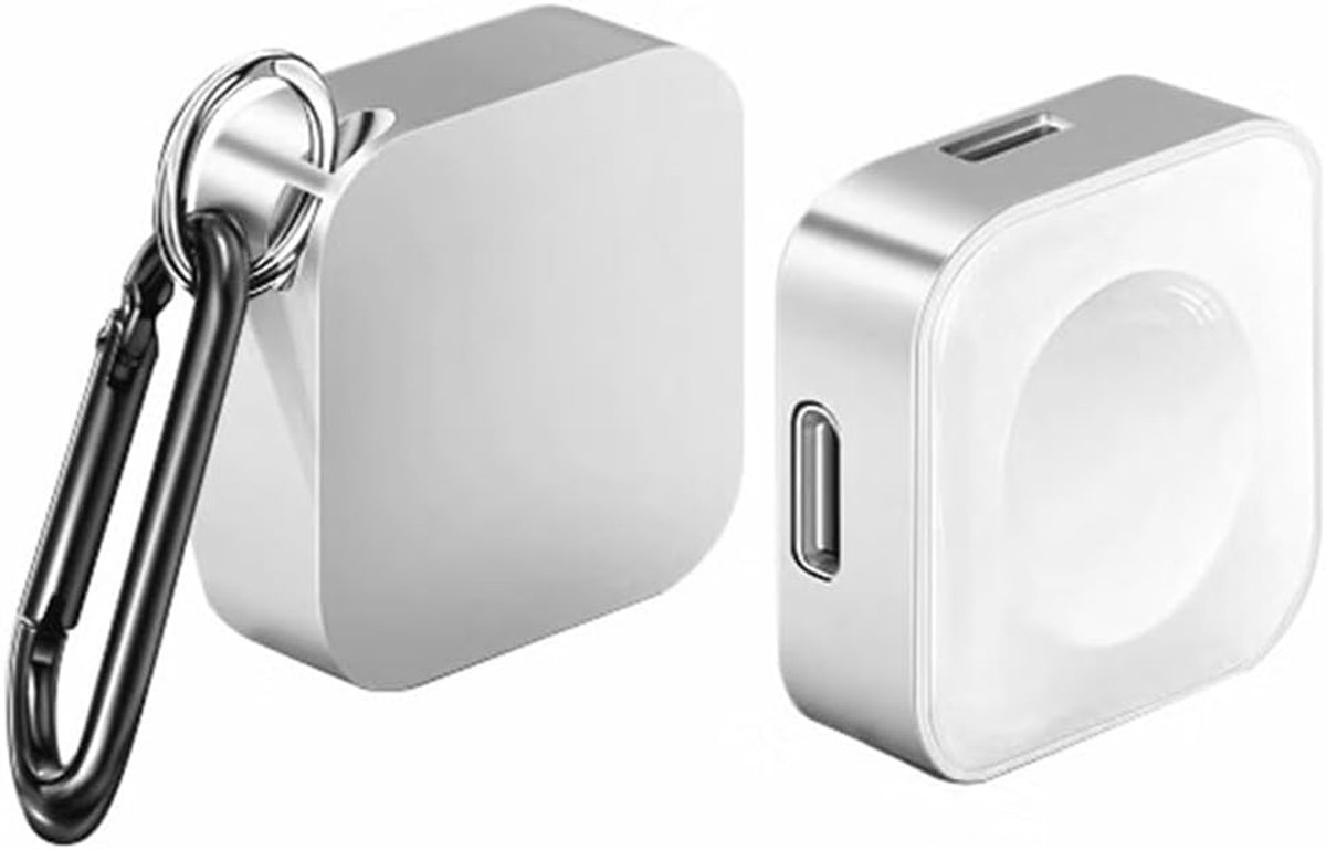 for Apple Watch Support Lightning USB C,5W Magnetic Wireless Fast Charging iWatch Charger Type C Travel Keychain for iWatch Series Ultra 3/11/10/9/8/7/6/SE3/SE2/5/4/3/2-silvery Portable