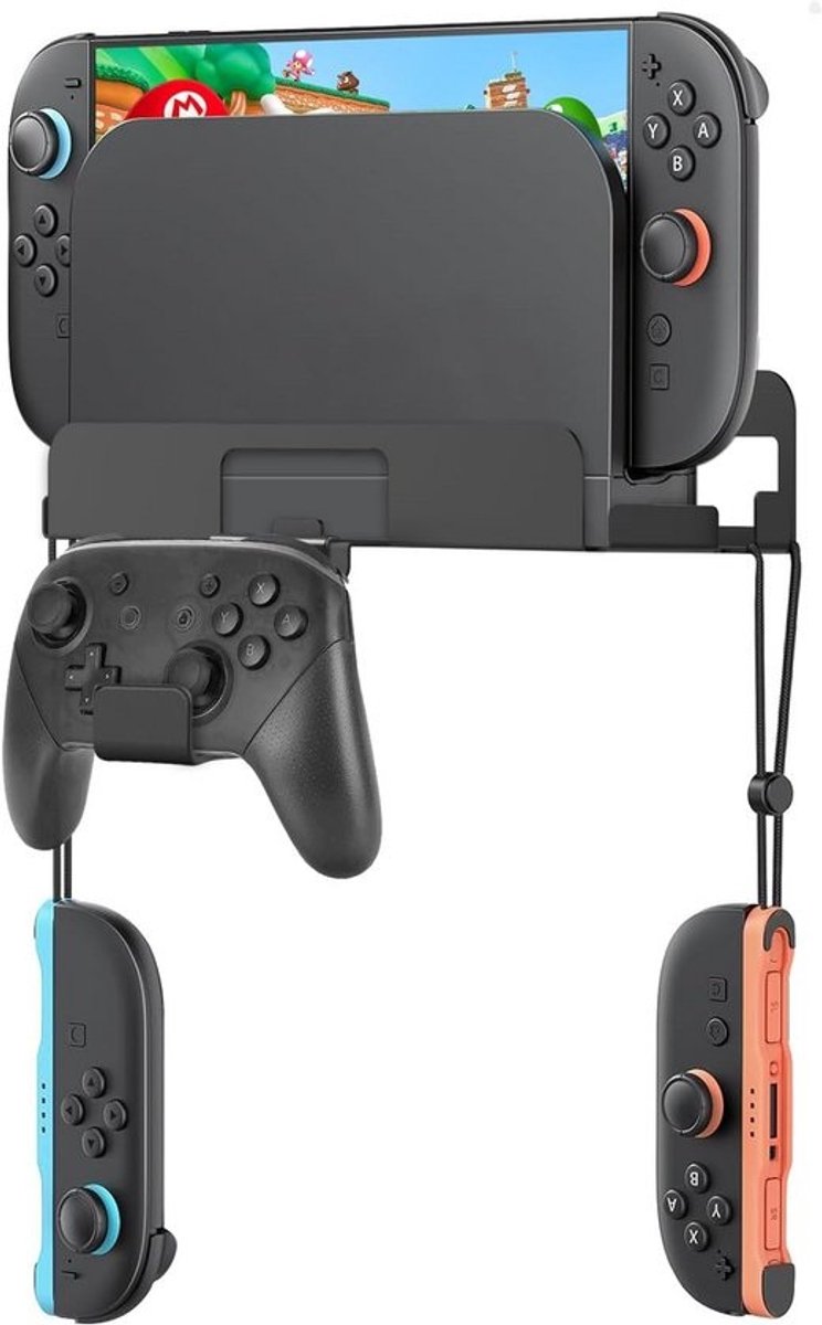 Ruimtebesparende Muurbeugel voor Switch 2 - Met Haken voor Joy-Con & Controller Houder