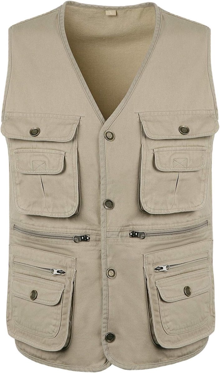 Casual Vissen Vest Lichtgewicht Ademend Fotografie Vest Outdoor Multi Pocket Utility Gilet Safari Wandelen Reizen Vest Tops Katoen Mouwloos Jas