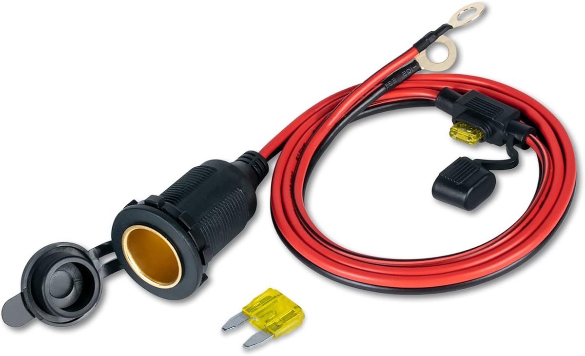 Sigarettenaansteker Stopcontact, Waterdicht Sigarettenaansteker Plug 12V / 24V Aanstekerplug voor Auto Marinier Boot Motorfiets met Zekering en 1 M 14 AWG Aansluitkabel