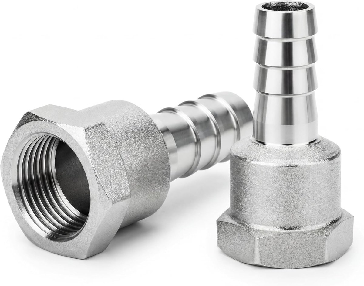 2 Stuks Slangtule-Koppelingen, 20 mm Tule Naar 1" BSP-Binnendraad, 304 Roestvrijstalen Knelkoppeling Voor Water, Lucht En Industri毛le Leidingverbindingen