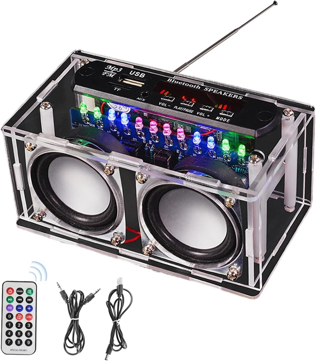 Solderen DIY Kit voor Volwassenen met Bluetooth Speaker, FM Radio, Voice Recording en LED Licht - Perfecte Muziekspeler met Afstandsbediening en Leerervaring