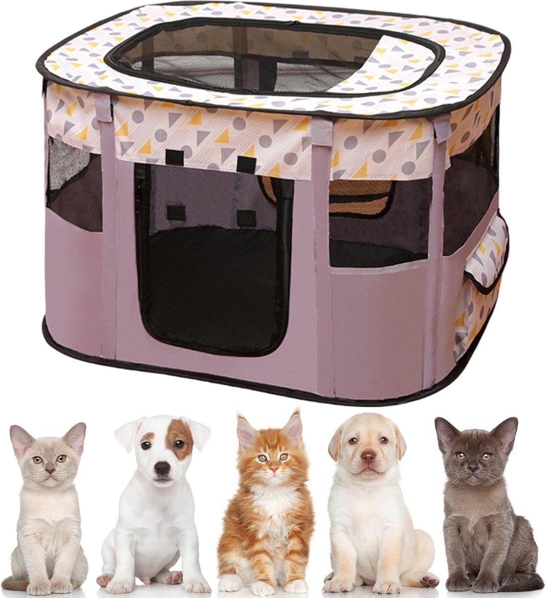 Dierenren ren 110 x 85 x 58 cm puppyren buitenren voor honden, katten, hazen en kleine dieren binnen en buiten