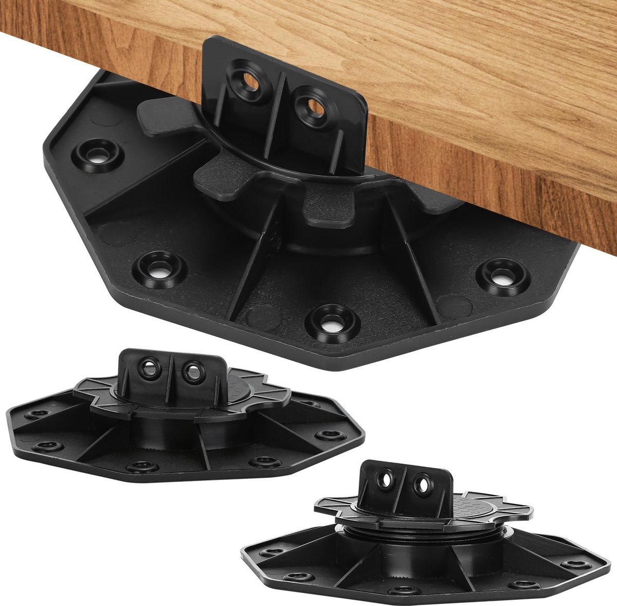 Stellagers, in hoogte verstelbaar, 60 stuks, 18-30 mm, plaatlagers en terraslagers, verstelbaar, stelvoeten voor terrasplanken, onderconstructie hout, WPC steen, hoge draagkracht 400-600 kg