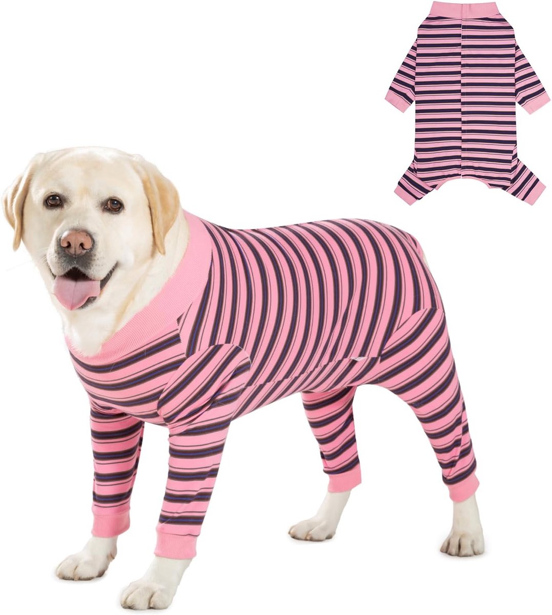 Herstelpak Voor Honden na Operatie, Hondenbody na Op Anti-Likken Onesie, Verstelbaar Lichaamspak, Lange Mouwen Ademend, Postoperatief Voor Kleine, Middelgrote Honden (Roze, XL)