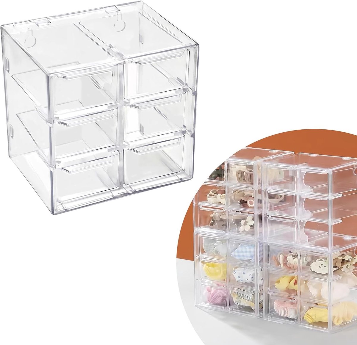 Organiser voor Bureau met 6 Lades, Stapelbare Mini Ladebox voor Cosmetica, Sieraden en Naaigerei
