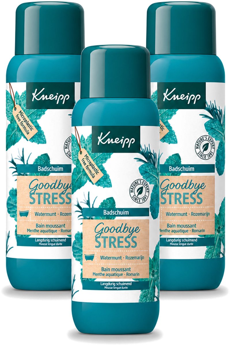 3 x Kneipp - Badschuim - Goodbye Stress - Watermunt & Rozemarijn - 400 ml - Voordeelverpakking - 3 stuks