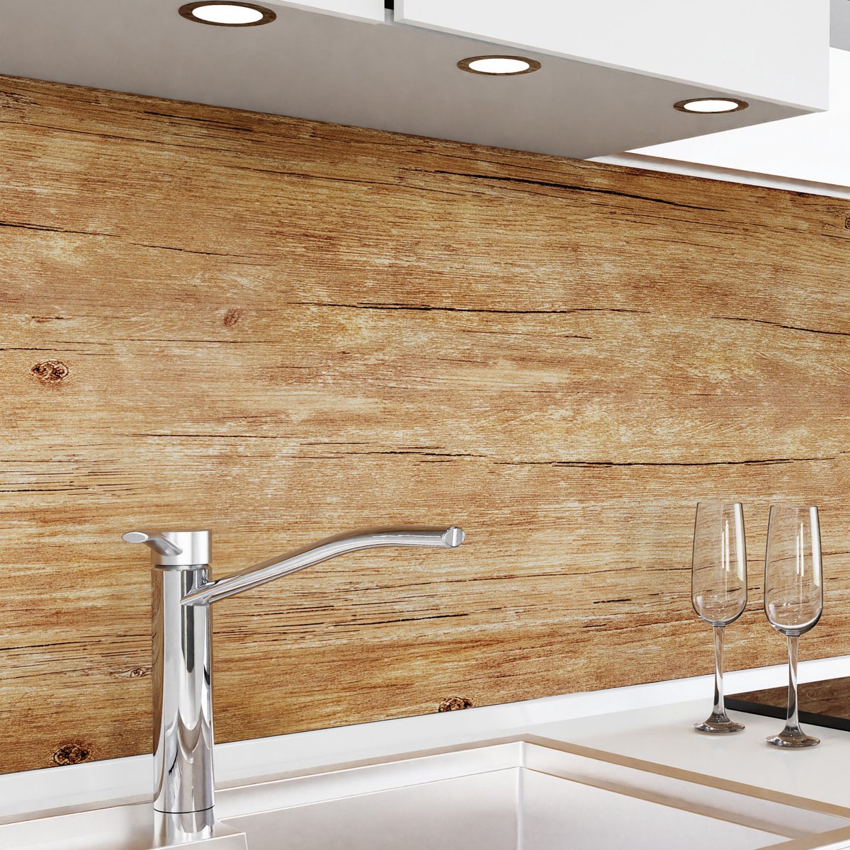 Keuken achterwand zelfklevend - Spatscherm keuken - Spatwand fornuis - Muurbeschermer - Verstevigde PET folie - 0,4 mm - Mat - Eiken - 220 cm x 60 cm