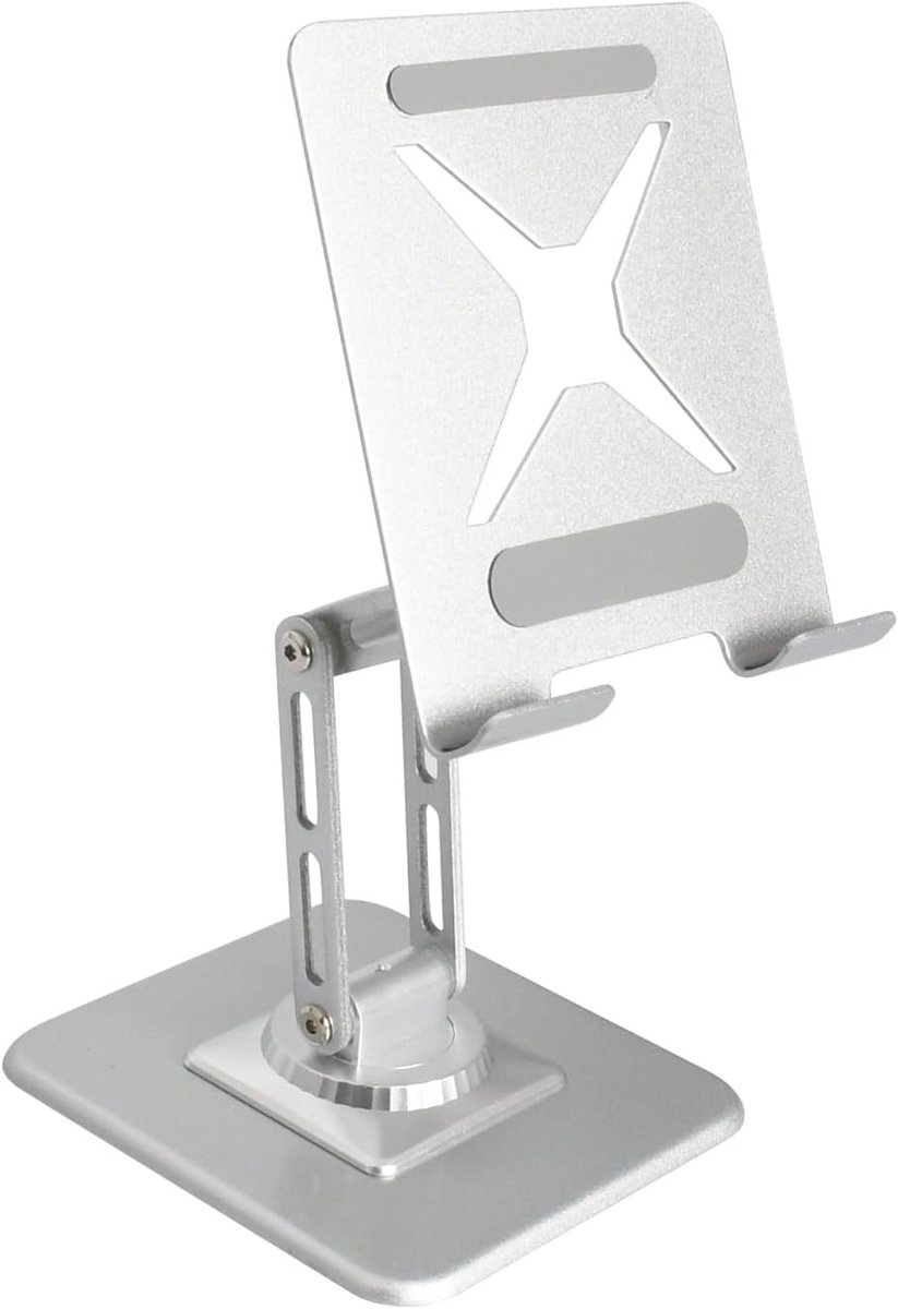 Verstelbare tablet houder met 360 graden rotatie, flexibel en opvouwbaar, geschikt voor iPad en 4.7-13 inch apparaten, ventilatie en antislip ontwerp van koolstofstaal