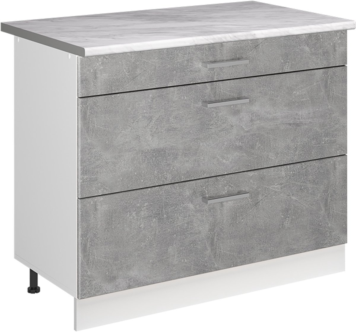 Vicco Keukenonderkast R-Line, Beton/Wit, 100 cm marmer werkblad