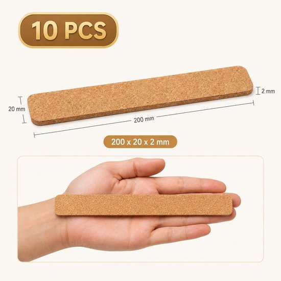 10 Stuks Kleine Zelfklevende Kurkstrips voor Hoeden, 200 × 20 × 2 mm Hoedmaat Verkleiners, Op Maat Knipbare Binnenband Aanpassers voor Volwassenen, Geschikt voor Vilten, Stro- en Leren Hoeden — afbeelding 5