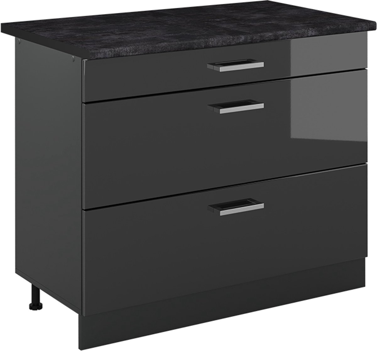 Vicco Keukenonderkast R-Line, Antraciet Hoogglans/Antraciet, 100 cm antraciet werkblad