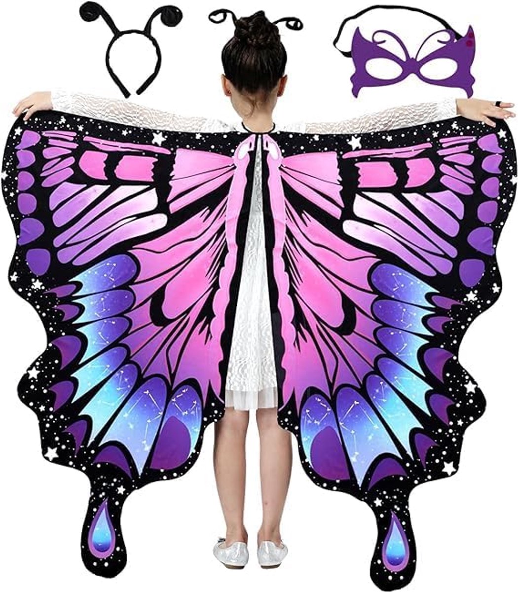 Vlindervleugels voor meisjes, vlinderkostuum voor meisjes, cape vlinder meisjes, cape vlindervleugels voor carnaval, Halloween
