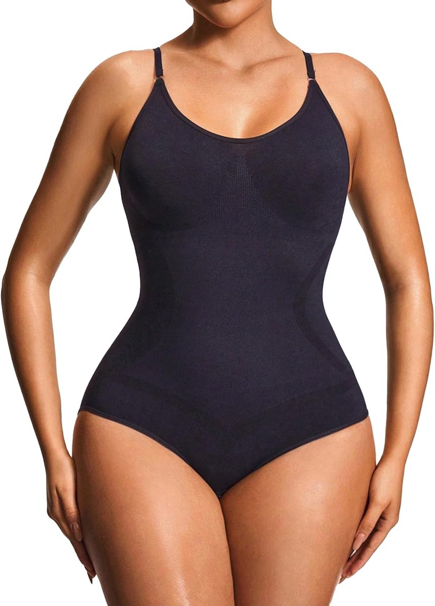 Shapewear Bodysuit voor dames, figuurvormende body shaper met buikweg-controle en verstelbare bandjes, naadloze sculpting stringbody voor taille en heupen, dagelijks gebruik en sport