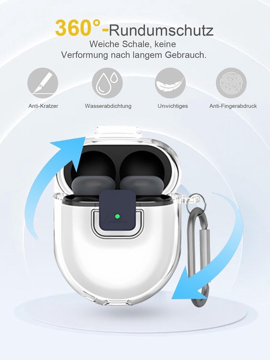 Hoes voor Google Pixel Buds Pro 2 Earbuds draadloze hoofdtelefoon, zachte TPU-beschermhoes, huidvriendelijk etui met Runway gesp, volledige bescherming, transparant — afbeelding 3