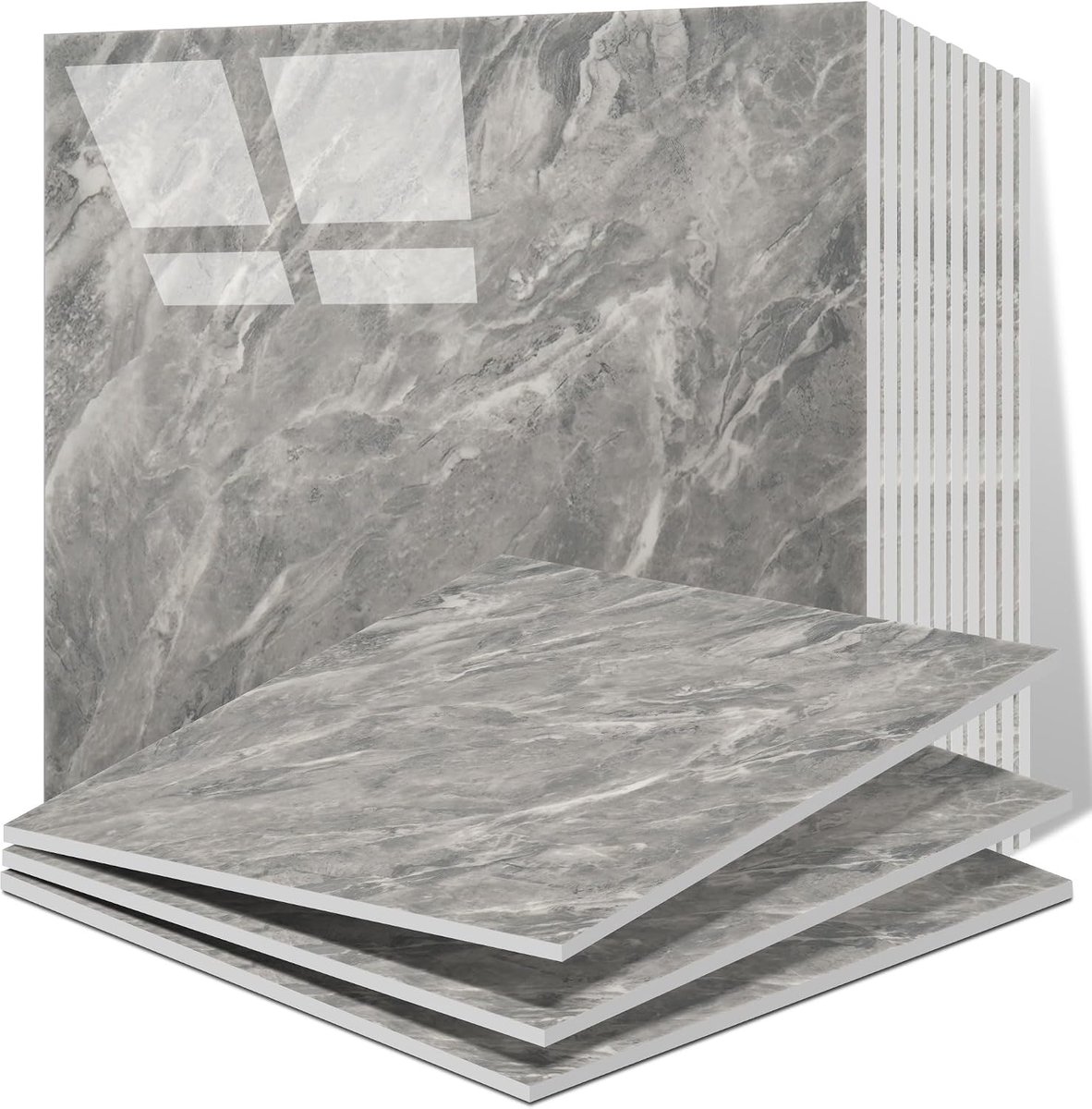 20 stuks Peel and Stick Backsplash-tegel, 30 x 30 cm zelfklevende marmeren tegel voor muur, PVC waterdichte douchewandpanelen, spattegels voor keuken, badkamer, woonkamer, geen echte tegel