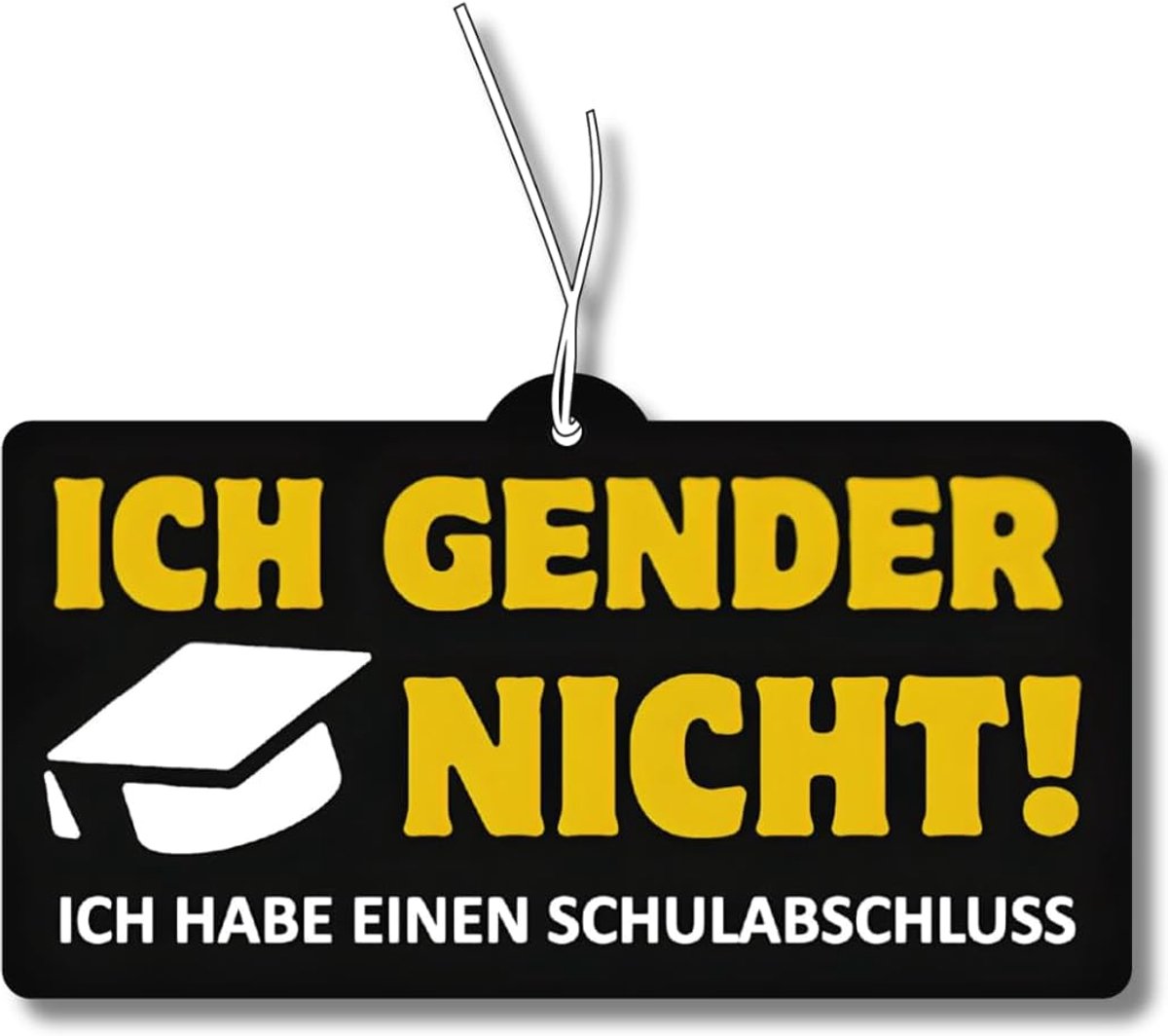2 x geurboom met "Ich gender nicht, ich hab einen schoolafstude", grappige geurdispenser, geurboom auto-tuning, luchtverfrisser, geurhanger auto, geurboomset auto,
