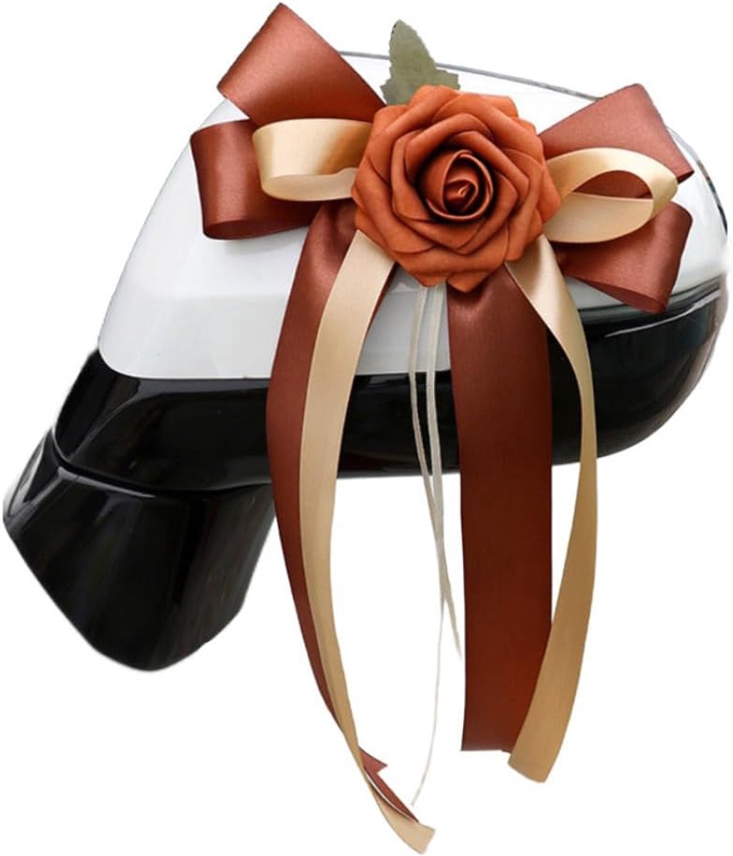 Strikken auto achteruitkijkspiegel strikken decoratie bruiloftsstrikken decoratieve strikken autosieraden voor auto bruiloft party geschenkverpakking, oranje