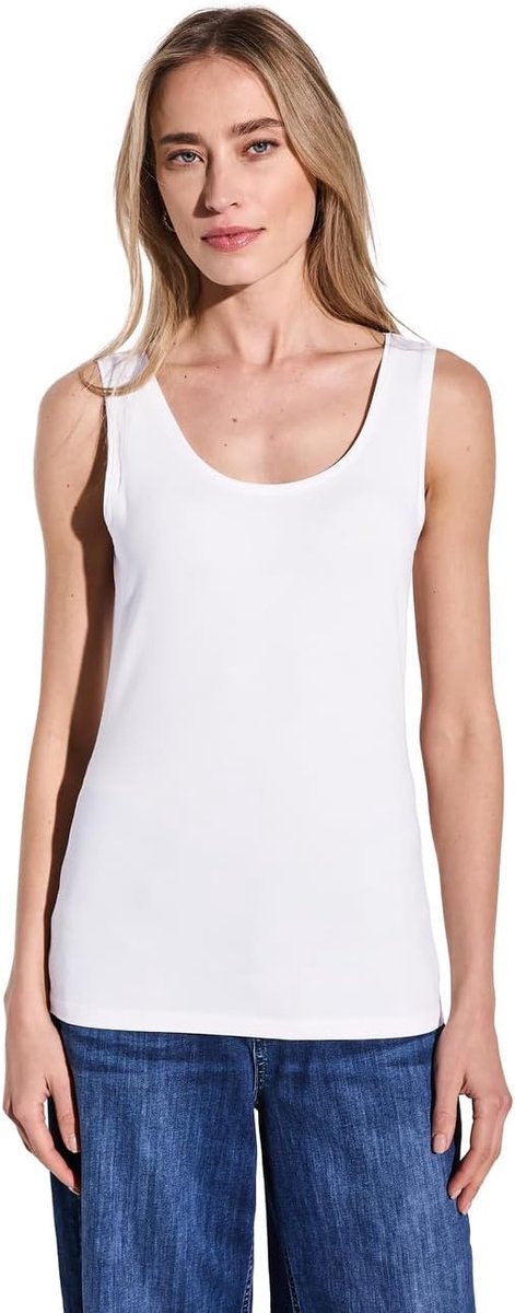 One Basic top voor dames, effen kleur, wit, 46