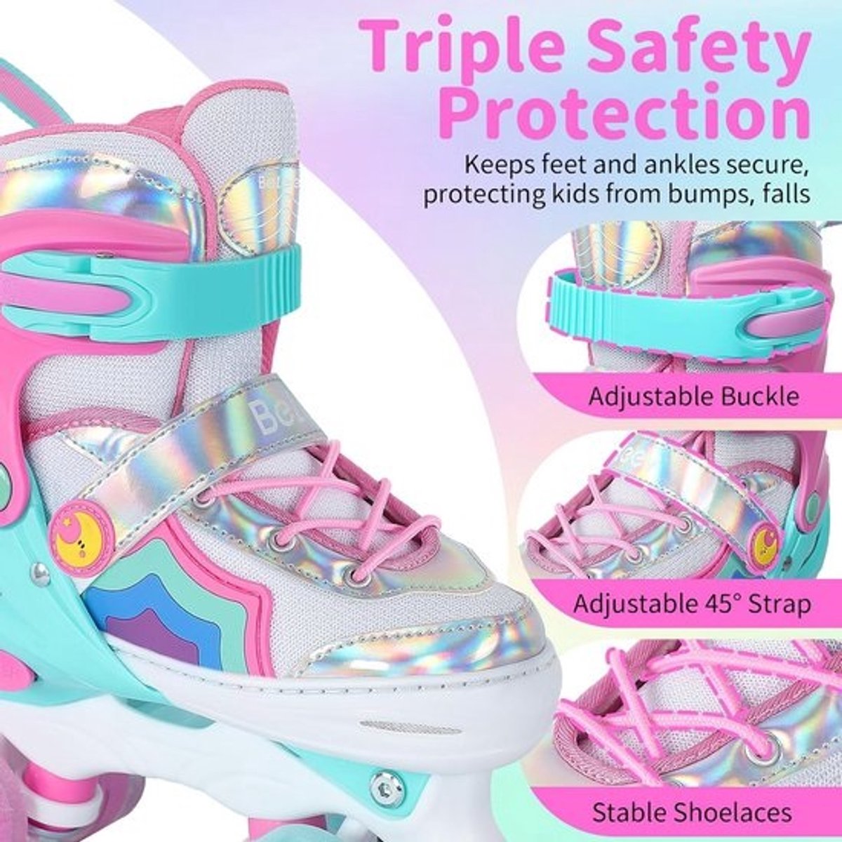 Verstelbare Kinderschaatsen met LED Wielen voor Jongens en Meisjes - Roze