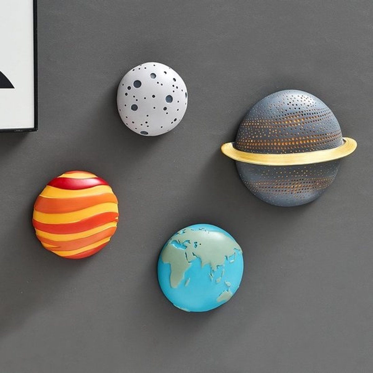 4-Delige Ruimteplaneten Wanddecoratie Set voor Kinderkamer - Zonnestelsel Decoratie