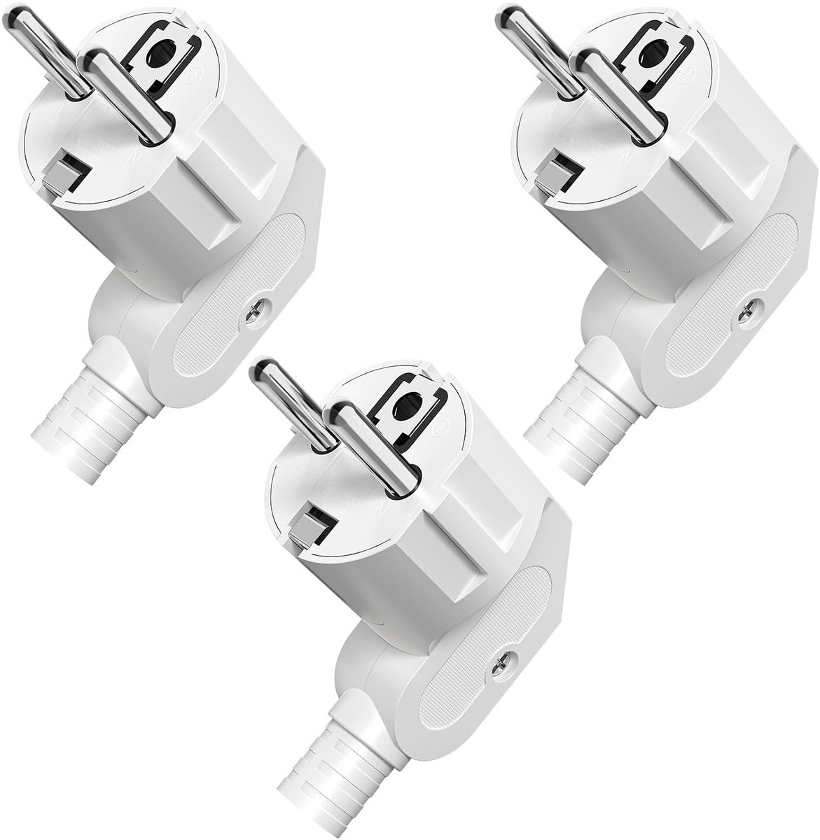 hoekconnector, 3 stuks, beschermende knikbescherming, 250 V, 16 A, stroomconnector, outdoor, waterdicht, voor 8-10 mm kabel, wit